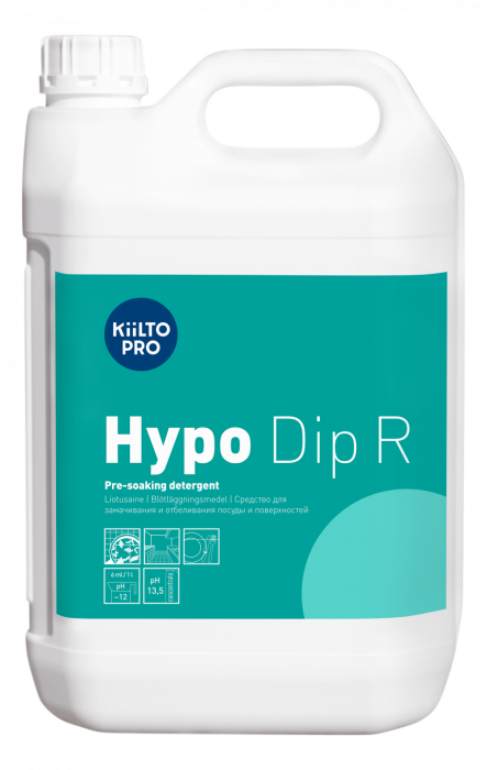 Hypo Dip R средство для замачивания и отбеливания посуды и поверхностей, KiiltoClean (5 л.)